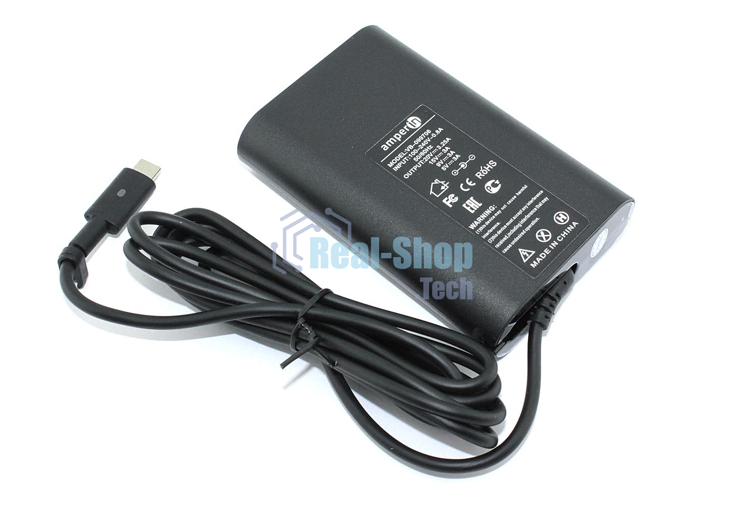 Блок питания (сетевой адаптер) Amperin 5V 3A - 20V 3,25A 65W Type-C, тонкий корпус