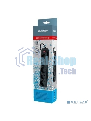 Сетевой фильтр Smartbuy SBSP-18-K One, 10А, 2 200 Вт, 5 розеток, длина 1,8 м, черный (SBSP-18-K)/45
