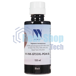 Чернила NVPrint пигментные GT53XL для HP DeskJet GT 5810, 5820, 5822, Ink Tank 115, 310, 315, 319, 410, 419, 415, Smart Tank 515, 615 (135мл) черный