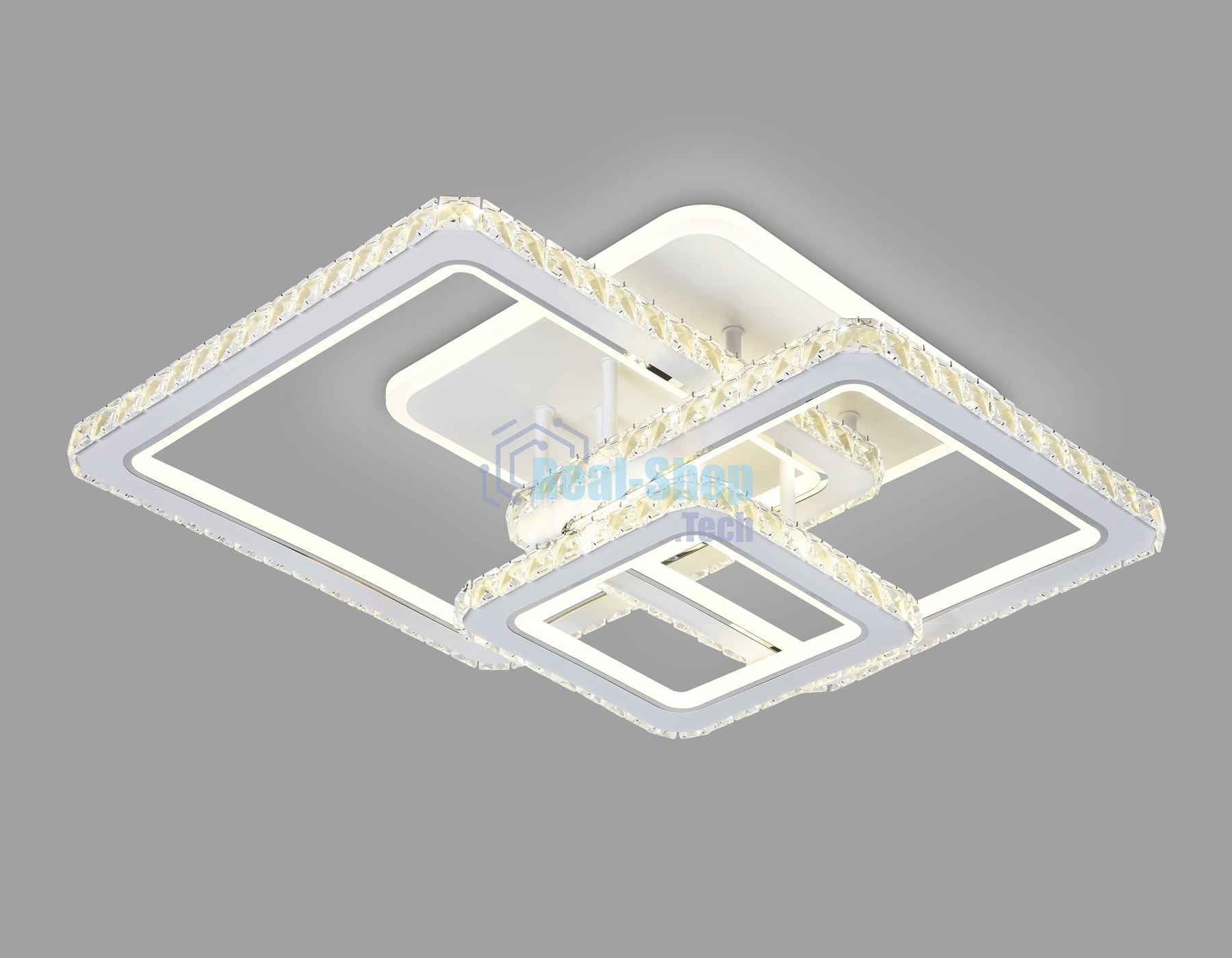 Управляемый светодиодный светильник Ambrella light FA1732/3 WH/CH белый/хром 145W 3000K/4200K/6400K 670*510*150 (ПДУ РАДИО 2.4G)