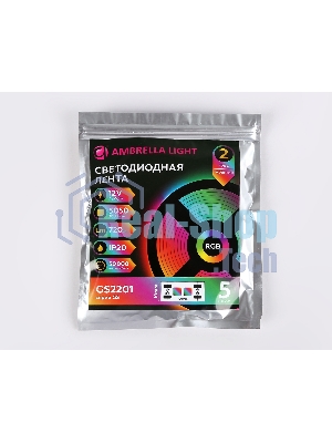Светодиодная лента Ambrella light GS2201 5050 30Led/ 7.2W m/ 12V IP20 RGB /5000*10*1.87mm (4 конт.)