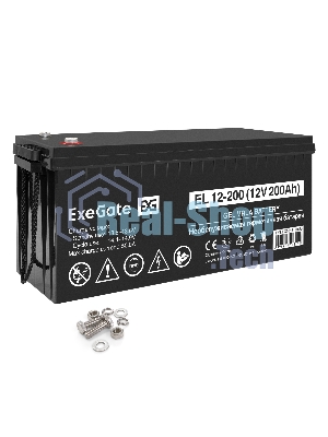 Гелевая аккумуляторная батарея ExeGate EL 12-200-М8 (12V 200Ah, болт М8)