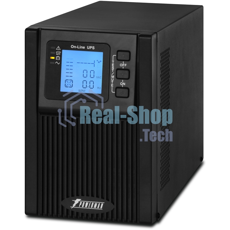 Источник бесперебойного питания PowerMan Online 1000 PLUS (1000ВА/800Вт, Online-Double conversion/LCD Display/USB/Software/RJ11/45,RS-232)