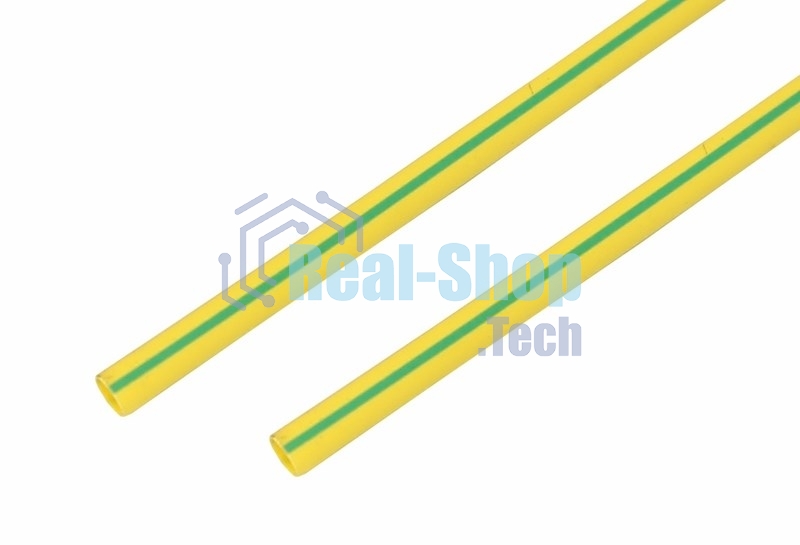 Термоусаживаемая трубка Rexant 10,0/5,0 мм, желто-зеленая, упаковка 50 шт. по 1 м