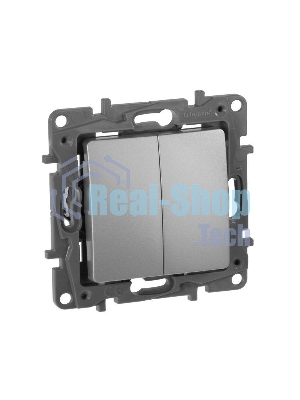 Переключатель 2-клавишный, 10AX, алюминий ETIKA 