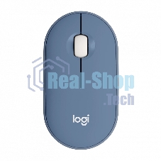 Мышь беспроводная Logitech Pebble M350 синий, 1000 dpi, радиоканал, Bluetooth, USB, кнопки - 3