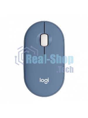Мышь беспроводная Logitech Pebble M350 синий, 1000 dpi, радиоканал, Bluetooth, USB, кнопки - 3