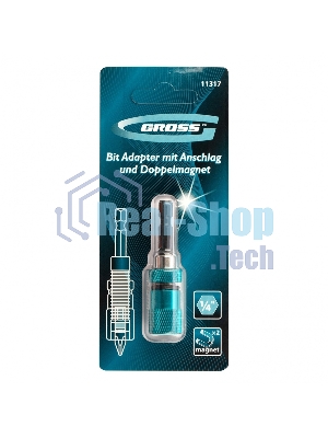Адаптер для бит Gross с ограничителем и двойным магнитом, 1/4