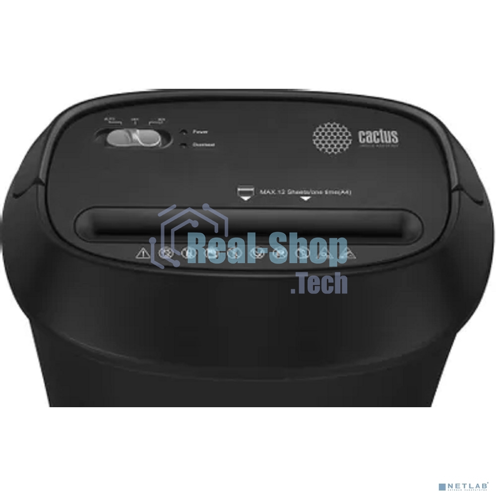 Шредер Cactus CS-SH-P8 черный (секр.P-4) фрагменты 12лист. 25лтр. скрепки скобы пл.карты CD