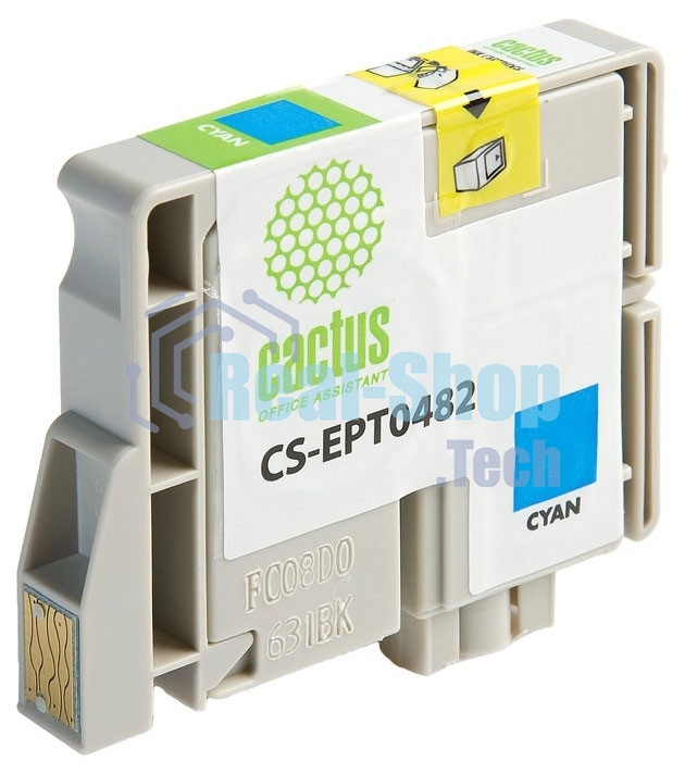 Картридж струйный Cactus CS-EPT0482 голубой (14.4 мл) для Epson Stylus Photo R200/R220/R300/R320/R340/RX500/RX600/RX620/RX640