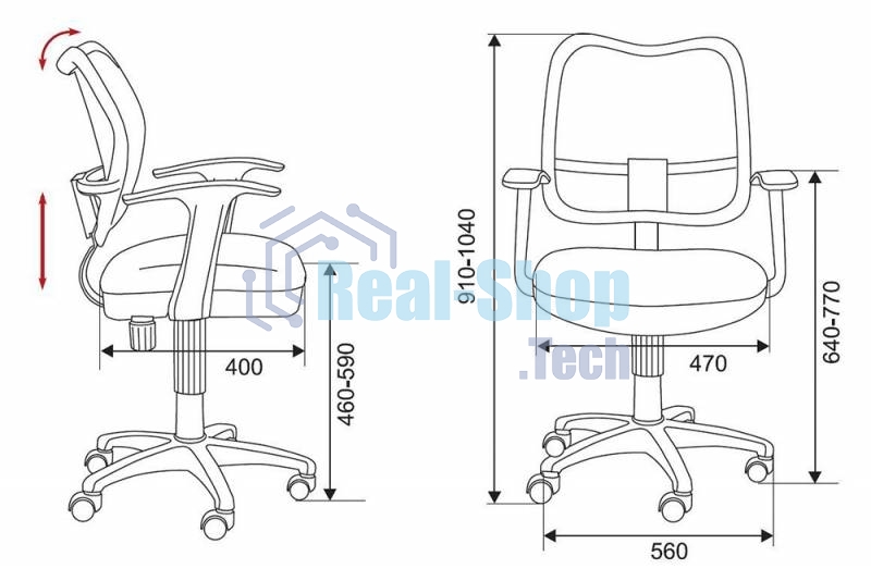 Кресло компьютерное Бюрократ Ch-797AXSN 26-28 спинка черная сетка, сиденье черное 26-28, Т-образные подлокотники