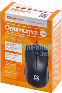 Мышь проводная Defender Optimum MB-160 черный, 1000 dpi, USB, кнопки - 3