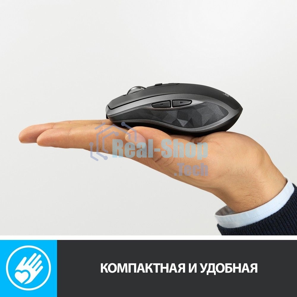 Мышь беспроводная Logitech MX Anywhere 2S графитовый, 4000 dpi, радиоканал, Bluetooth, USB, кнопки - 7