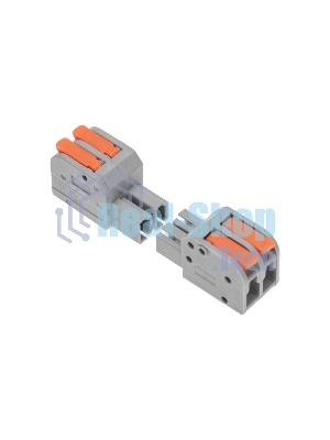 Клемма Rexant СМК 222-422R проходная разъемная 2 полюса серый 0,2-2,5/4 мм² (50 шт/уп)