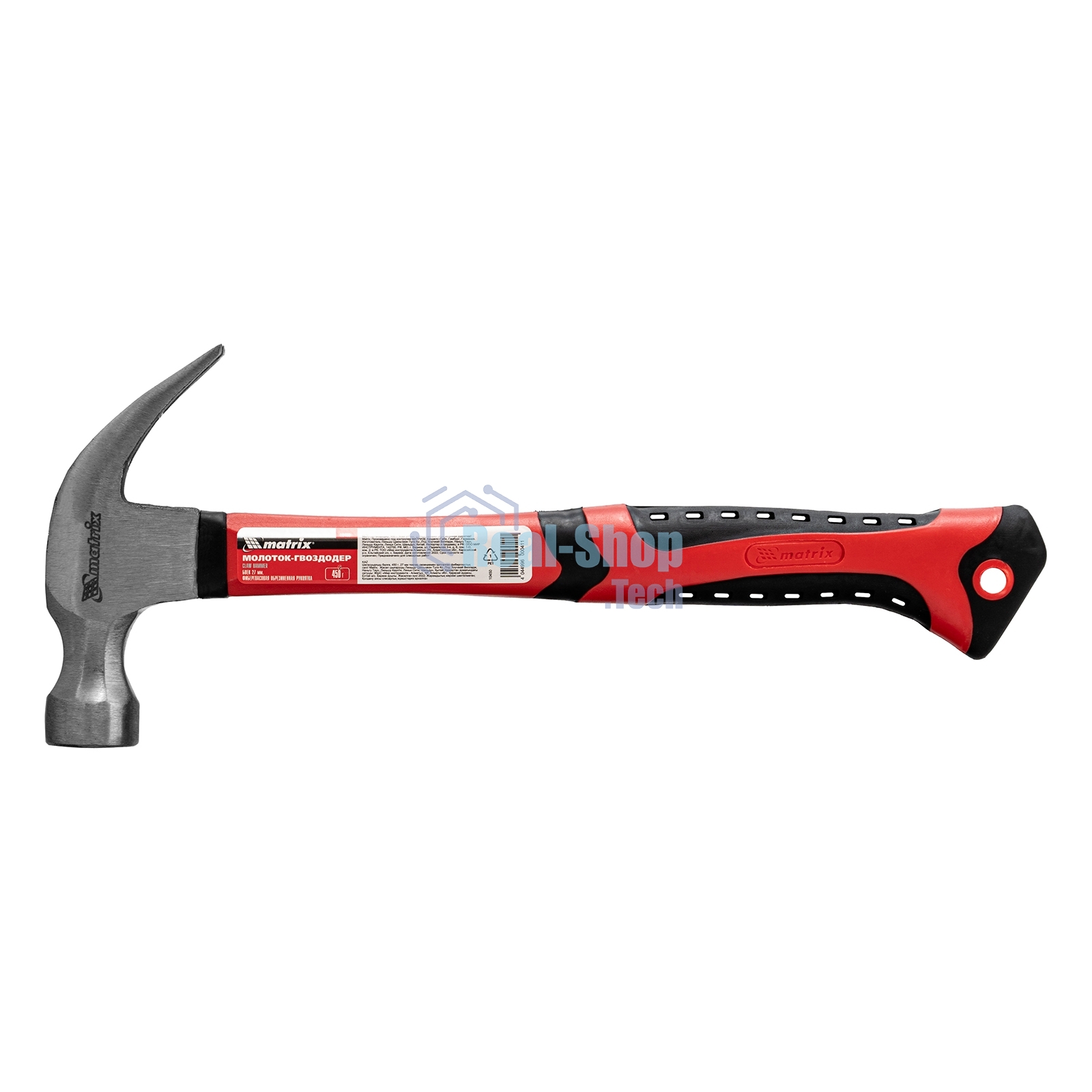Молоток-гвоздодер Matrix 450 г, боек 27 мм, фибергласовая обрезиненная рукоятка