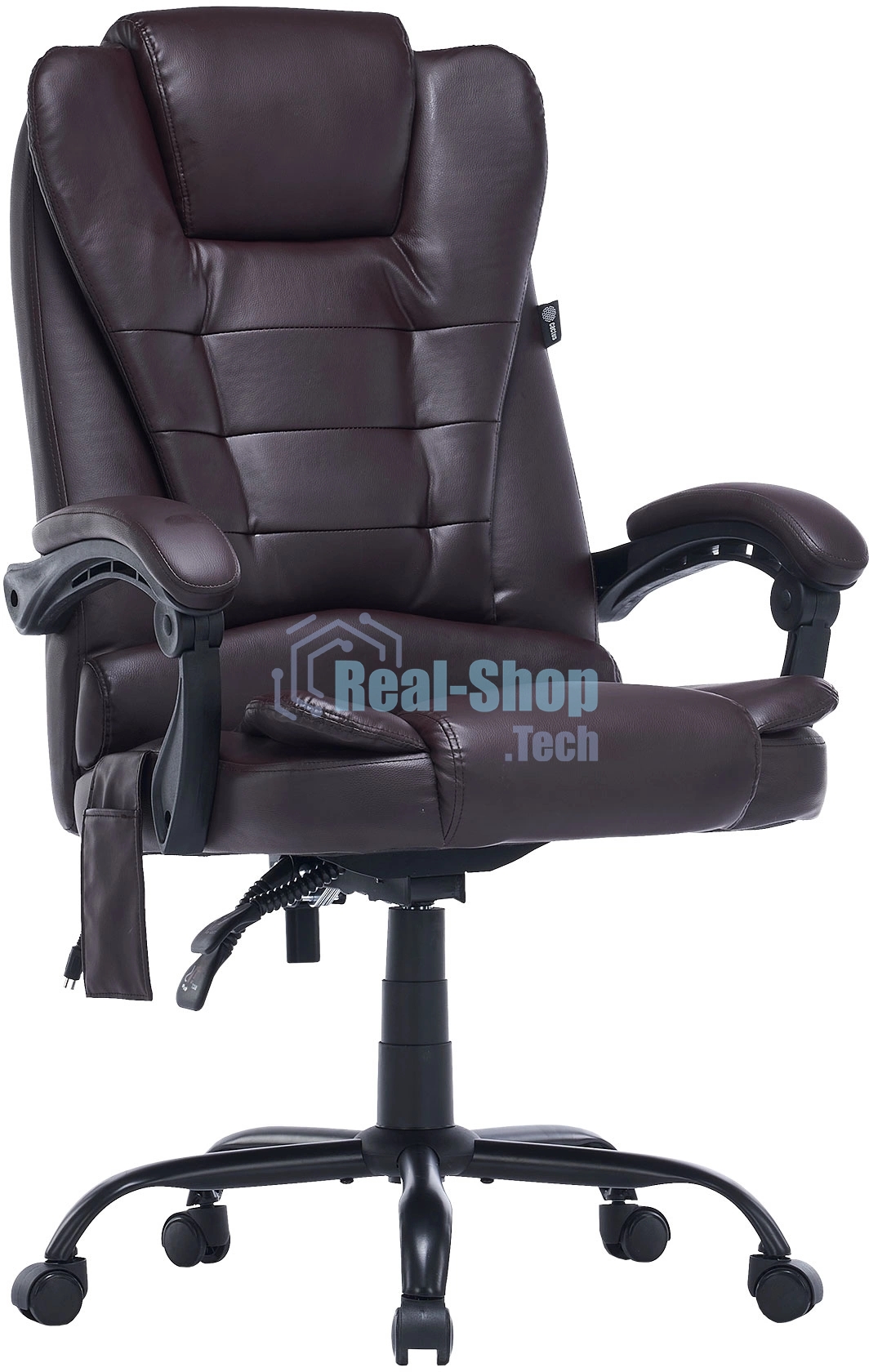 Кресло компьютерное Cactus CS-CHR-OC03M-BR темно-коричневый, эко.кожа, с подголовником