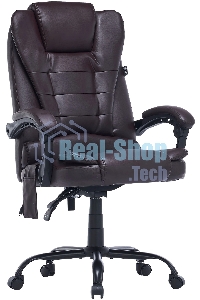 Кресло компьютерное Cactus CS-CHR-OC03M-BR темно-коричневый, эко.кожа, с подголовником
