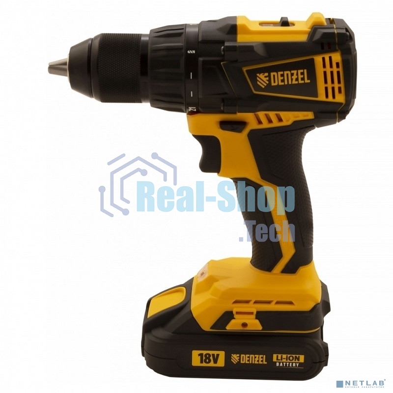 Дрель-шуруповерт аккумуляторная Denzel BLDL-IB-18-02, 18В, 2 АКБ, Кейс