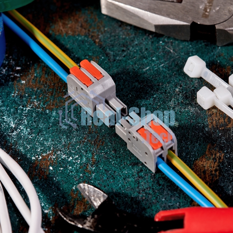 Клемма Rexant СМК 222-422R проходная разъемная 2 полюса серая 0,2-2,5/4мм² (50 шт/уп)