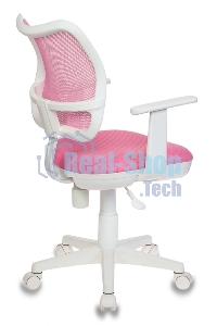 Кресло компьютерное Бюрократ CH-W797/PK/TW-13A TW-13A розовый, спинка сетка, сиденье розовый, колеса белый/розовый, пластик белый