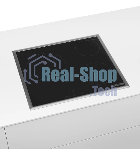 Электрическая варочная панель Bosch PKM645BB2E, стеклокерамическая поверхность, независимая, рамка-сталь, черный 4.8x58.3x51.3