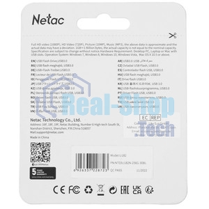 Флешка USB Netac U182 (NT03U182N-256G-32RE), 256Gb, USB 3.0, R/W 70/30, черный/красный
