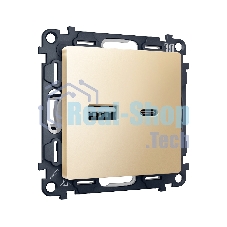 Комплект механизма розетки ALFA Шампань 2USB A+C 20W (быстрая зарядка) QUANT (AP6110, VM177) MA611010