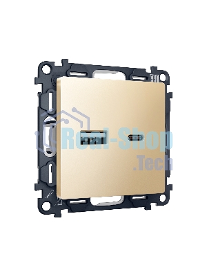 Комплект механизма розетки ALFA Шампань 2USB A+C 20W (быстрая зарядка) QUANT (AP6110, VM177) MA611010