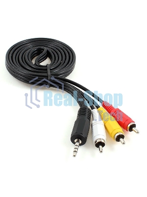 Кабель аудио/видео Cablexpert CCA-4P2R-2M, Jack3.5 4pin папа->3х RCA папа, 2м, черный