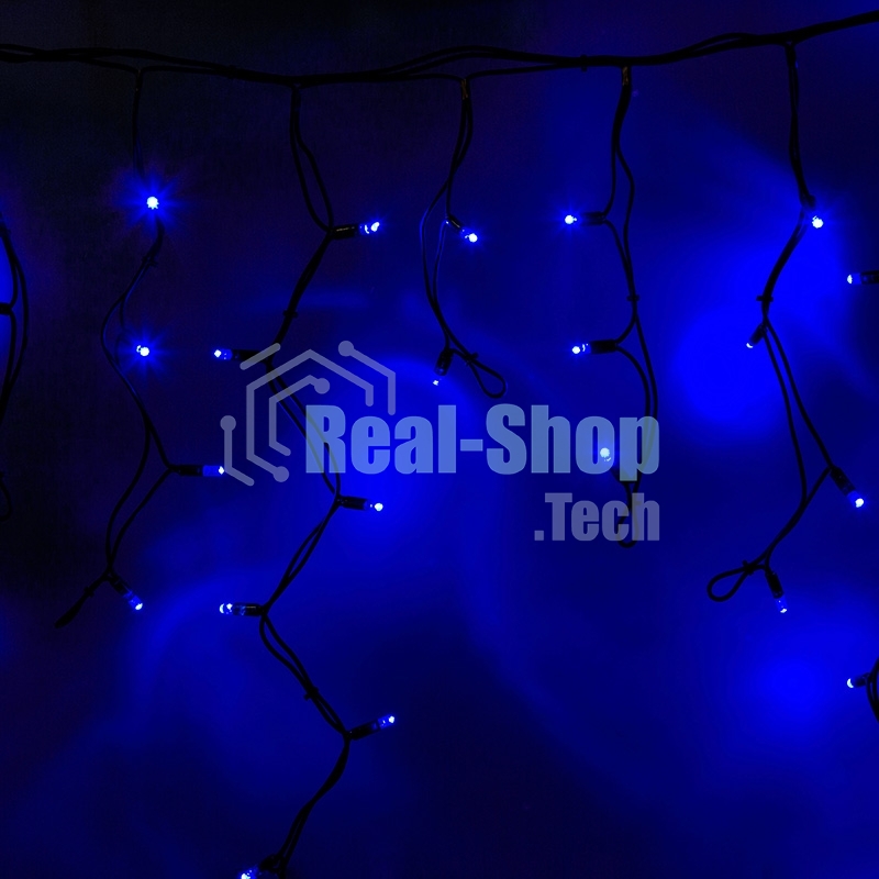 Гирлянда Neon-night Айсикл (бахрома) светодиодный, 4,0 х 0,6 м, черный провод каучук, 230 В, диоды синие, 128 LED