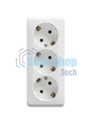 Тройная розетка Schneider Electric ЭТЮД O/У с заземлением без шторок 16А 250B, белый,