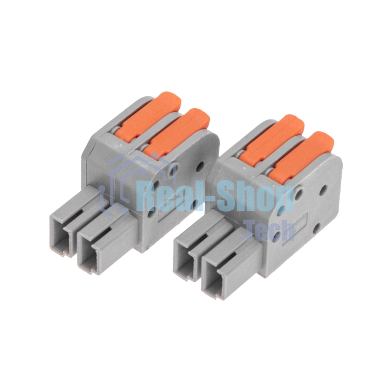 Клемма Rexant СМК 222-422R проходная разъемная 2 полюса серая 0,2-2,5/4мм² (50 шт/уп)