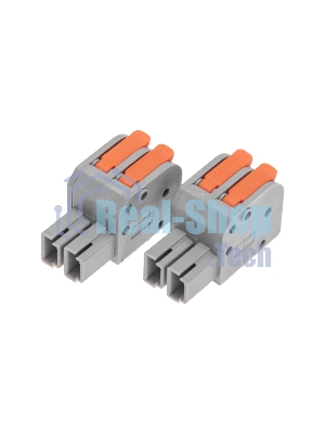 Клемма Rexant СМК 222-422R проходная разъемная 2 полюса серая 0,2-2,5/4мм² (50 шт/уп)