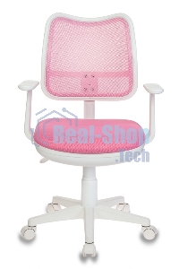 Кресло компьютерное Бюрократ CH-W797/PK/TW-13A TW-13A розовый, спинка сетка, сиденье розовый, колеса белый/розовый, пластик белый