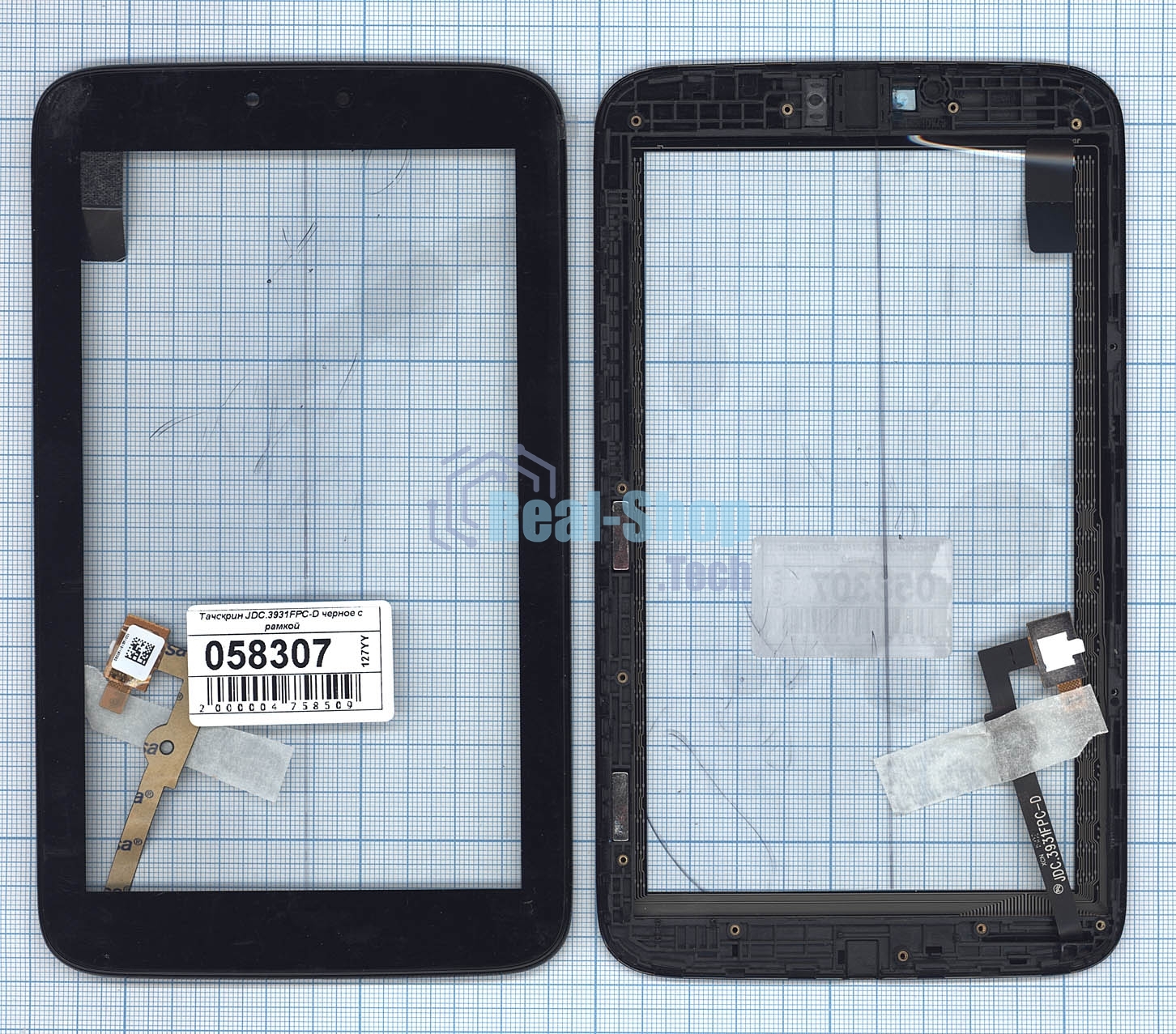 Сенсорное стекло (тачскрин) для Alcatel Pop 7S JDC.3931FPC-D черное c рамкой
