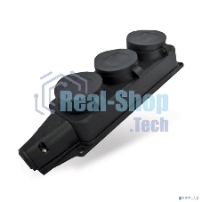 Розетка трехместная настенная с заглушками c заземлением каучук 16А 250В IP44 (602230)