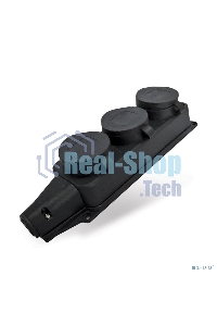 Розетка трехместная настенная с заглушками c заземлением каучук 16А 250В IP44 (602230)