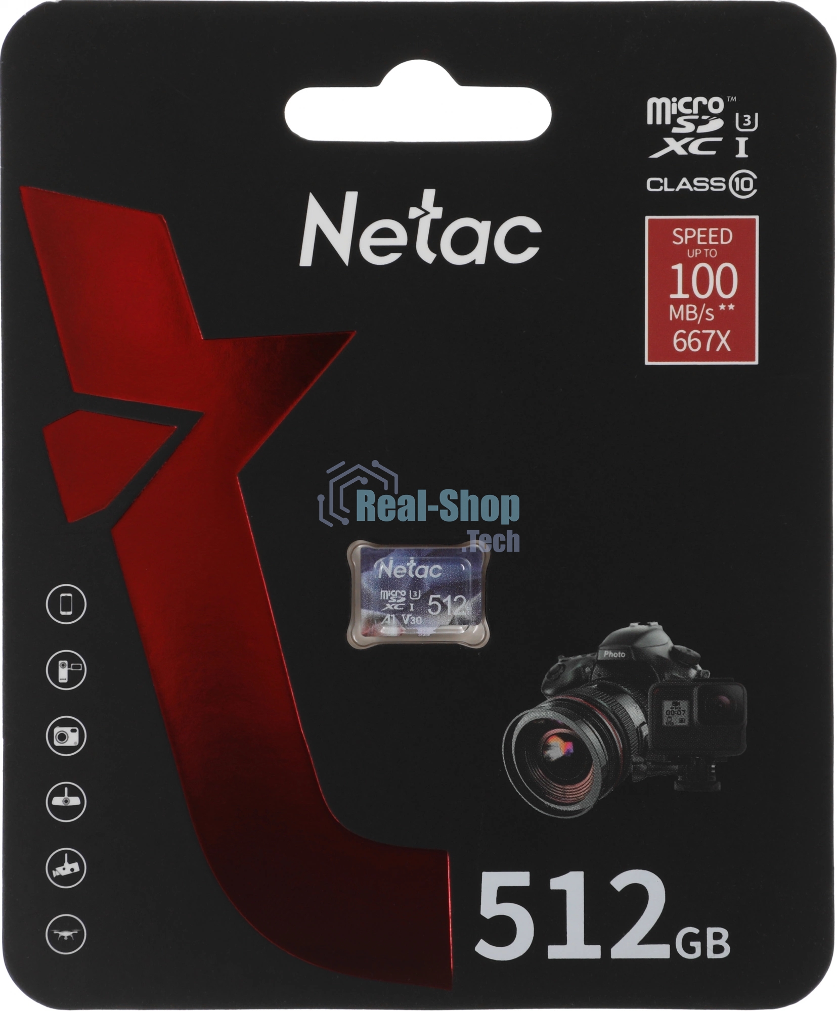 Флеш карта microSDHC 512Gb Netac P500 ULTRA NT02P500ULT-512G-S (без SD адаптера) 100Mb/s