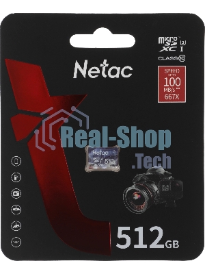 Флеш карта microSDHC 512Gb Netac P500 ULTRA NT02P500ULT-512G-S (без SD адаптера) 100Mb/s