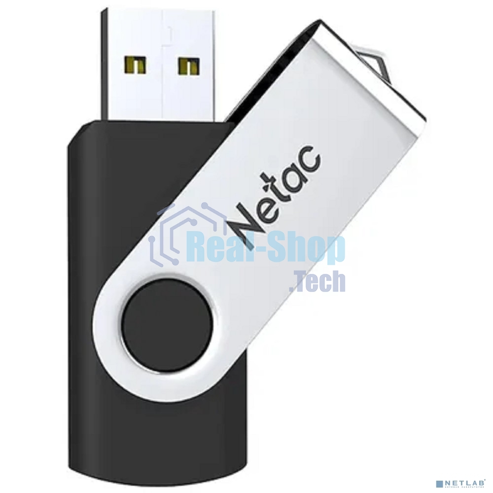 Флешка USB Netac U505 (NT03U505N-008G-20BK), 8Gb, USB 2.0, R/W 70/30, черный/серебристый