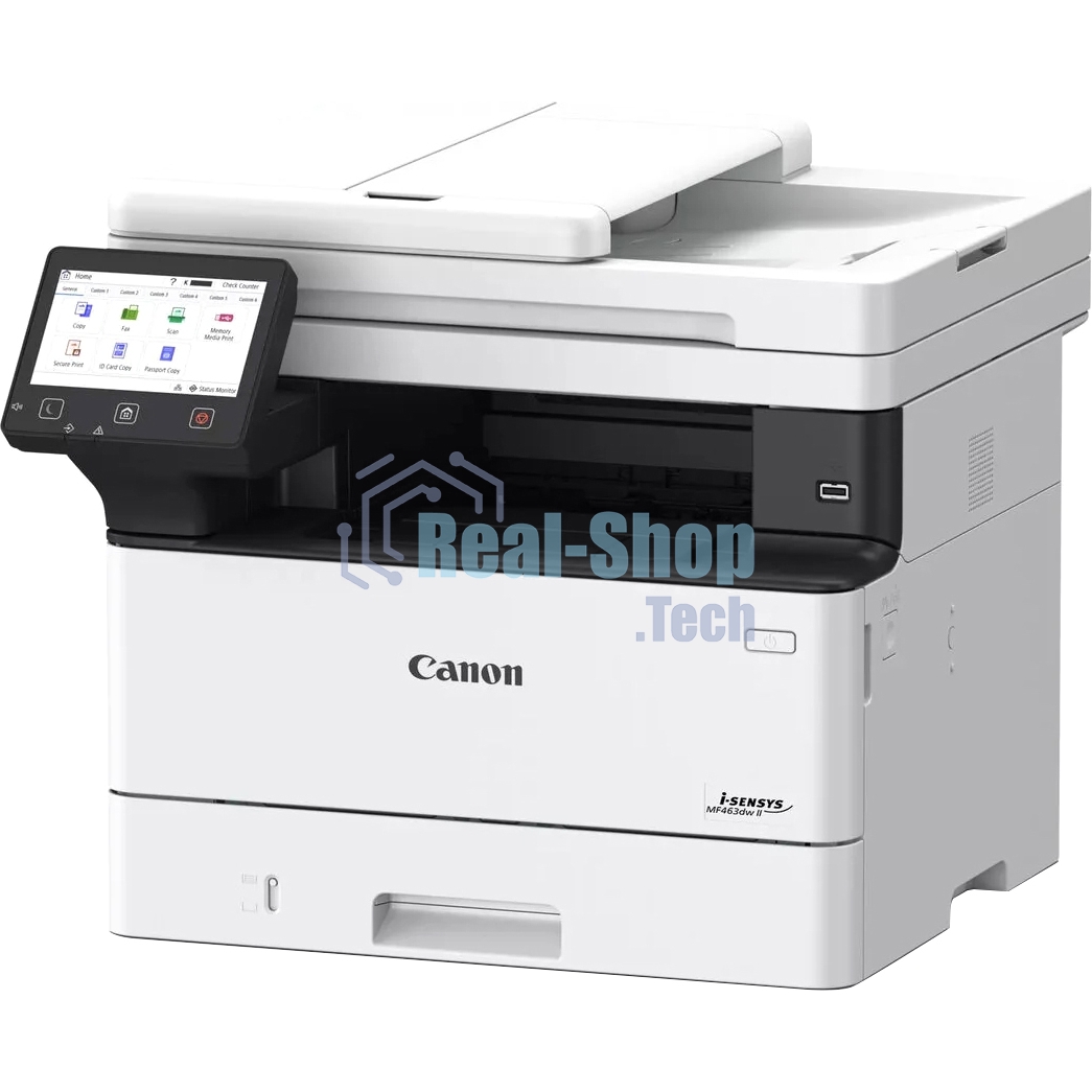 МФУ лазерное Canon I-SENSYS MF463dw II, (7188C008), (A4, 40ppm, 1200dpi print, 600dpi scan, 1200MHz, 1Gb, Duplex, DADF50, 250sheets+100universal tray, PostScript USB, RJ-45, Wi- Fi) (Cart. 070/070H)