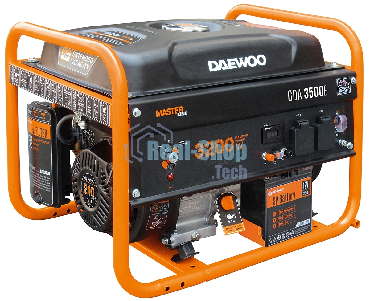 Генератор DAEWOO GDA 3500E 2.8/3.2кВт 230В 208см3 7.0лс 15л 2х230В 42кг