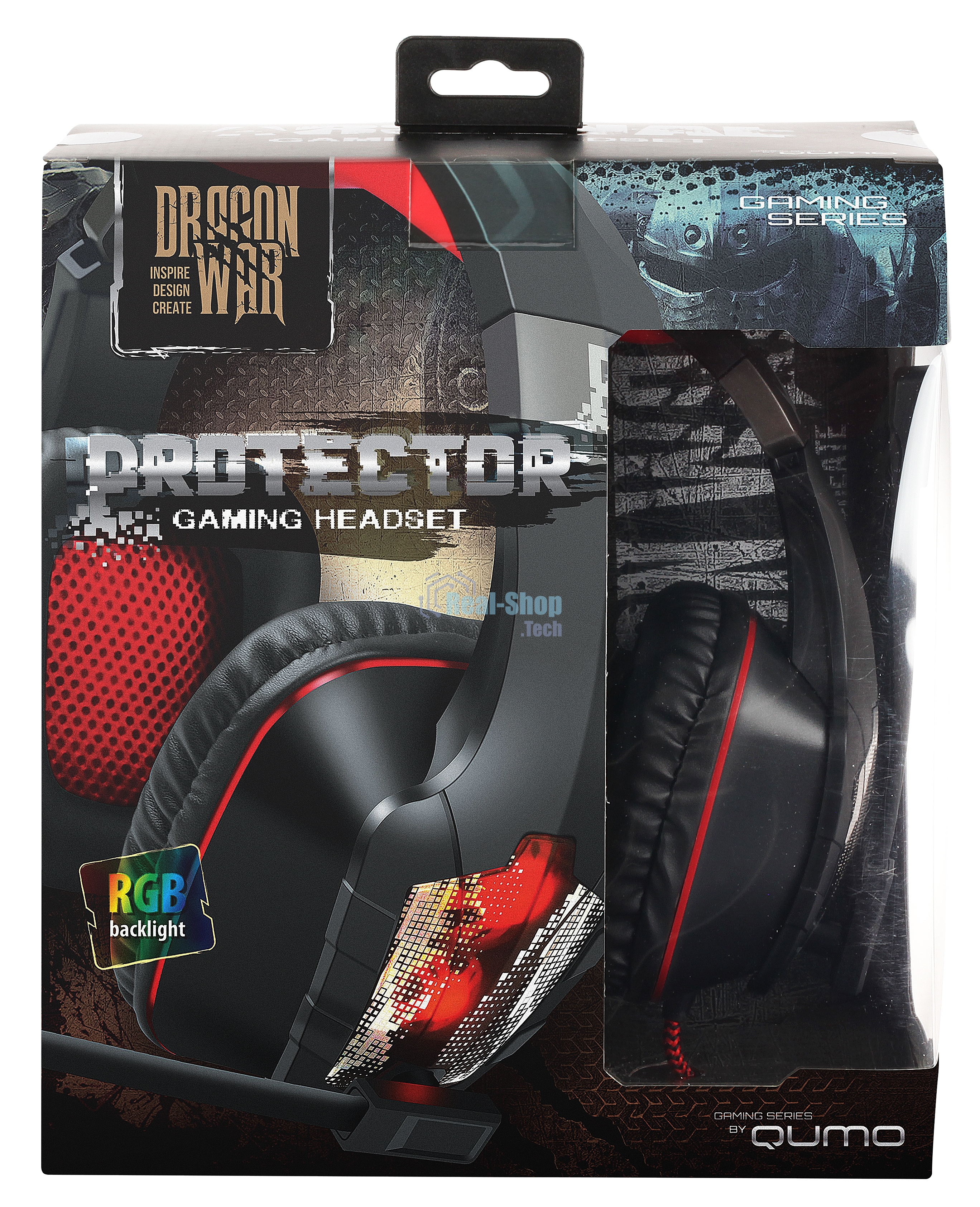 Гарнитура проводная Qumo Protector GHS 0015, стереогарнитура, подсветка, USB+2*3,5 jacks