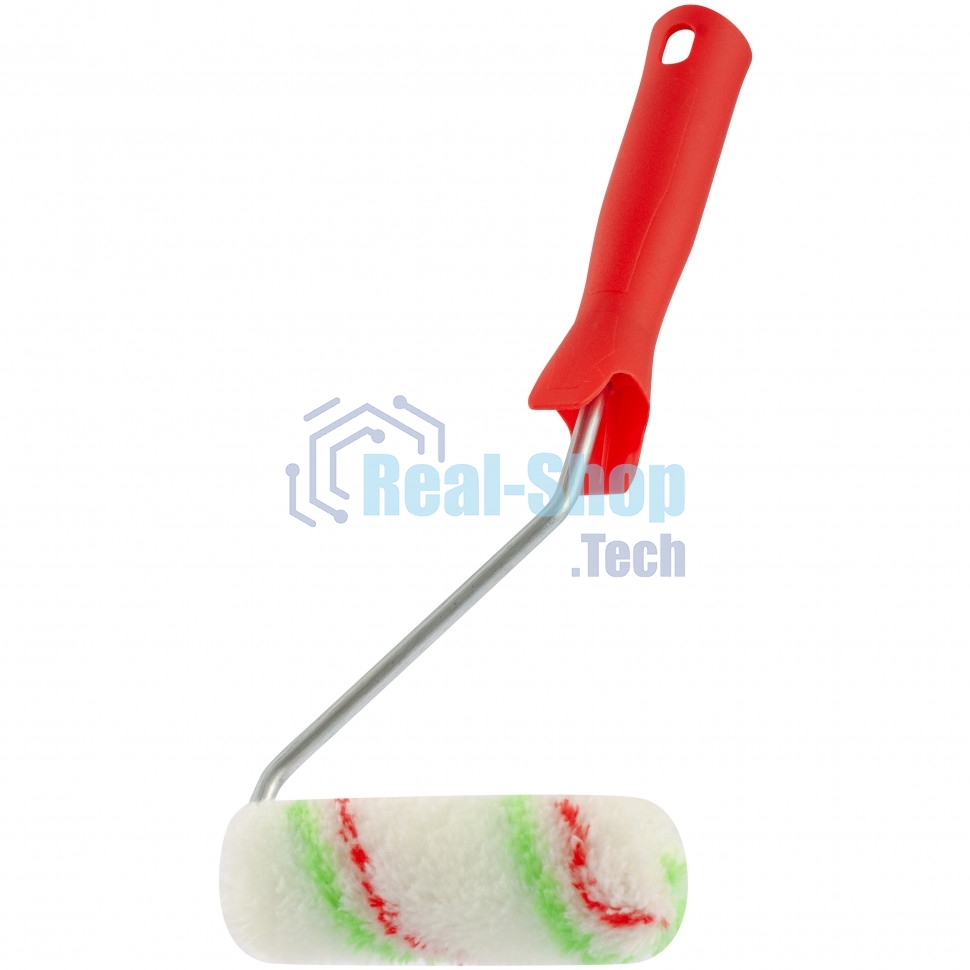 Мини-валик в сборе Сибртех Эмали,110мм,ворс 12мм,D 16 мм,D ручки 6 мм,полиамид,полиакрил