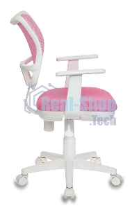 Кресло компьютерное Бюрократ CH-W797/PK/TW-13A TW-13A розовый, спинка сетка, сиденье розовый, колеса белый/розовый, пластик белый