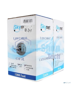 Кабель SkyNet Premium UTP indoor 2x2x0,51, медный, FLUKE TEST, кат.5e, однож., 305 м, box, серый