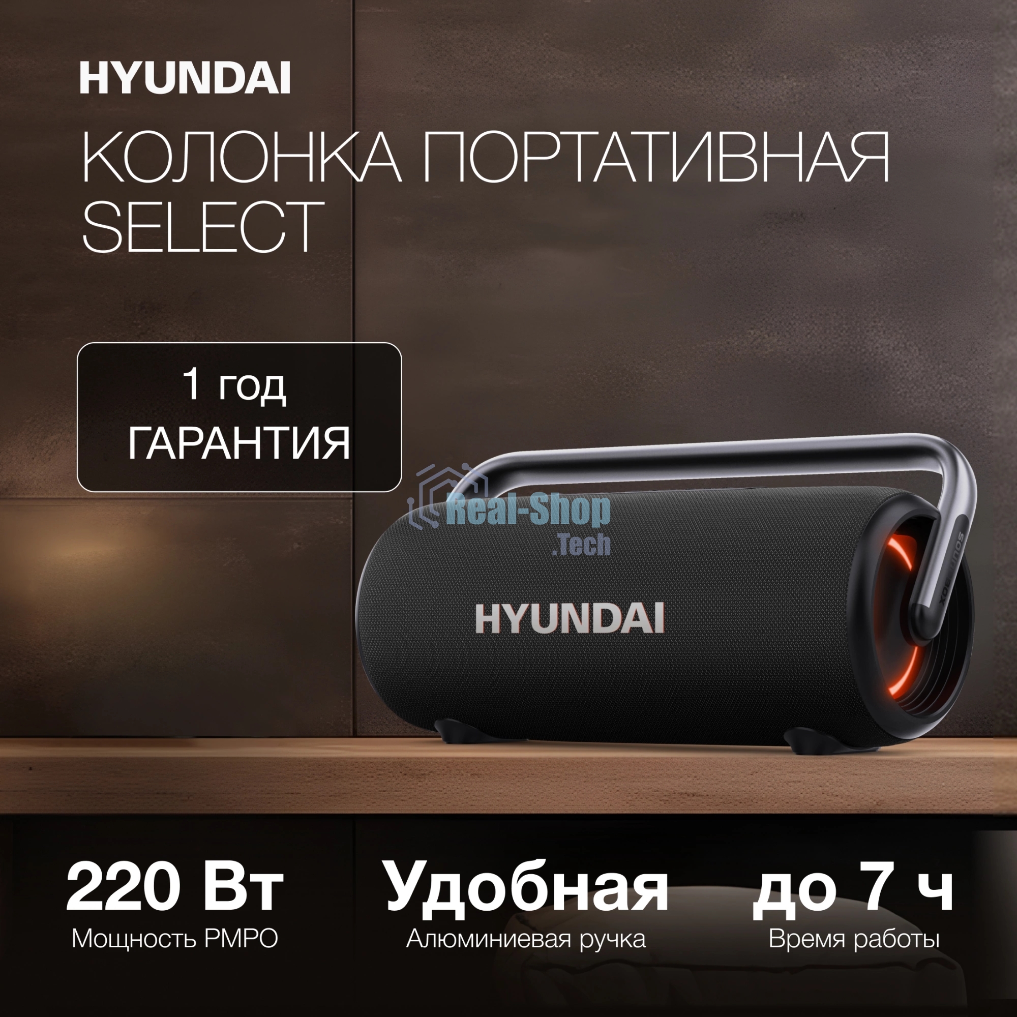 Портативная колонка Hyundai H-PS1029 черный 220W 4.1 BT 10м 4800mAh