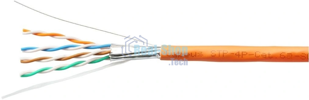 Кабель информационный Cabeus STP-4P-CAT.6A-SOLID-IN-LSZH кат.6A U/FTP 4 пары 0.55AWG LSZH внутренний 305м оранжевый