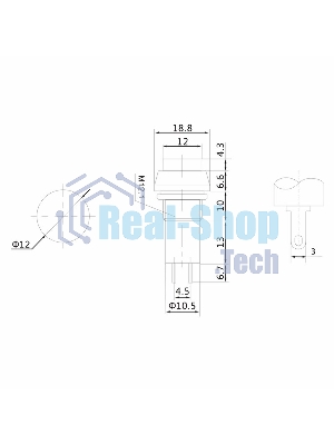 Выключатель-кнопка Rexant 250V 1А (2с) ON-OFF синяя