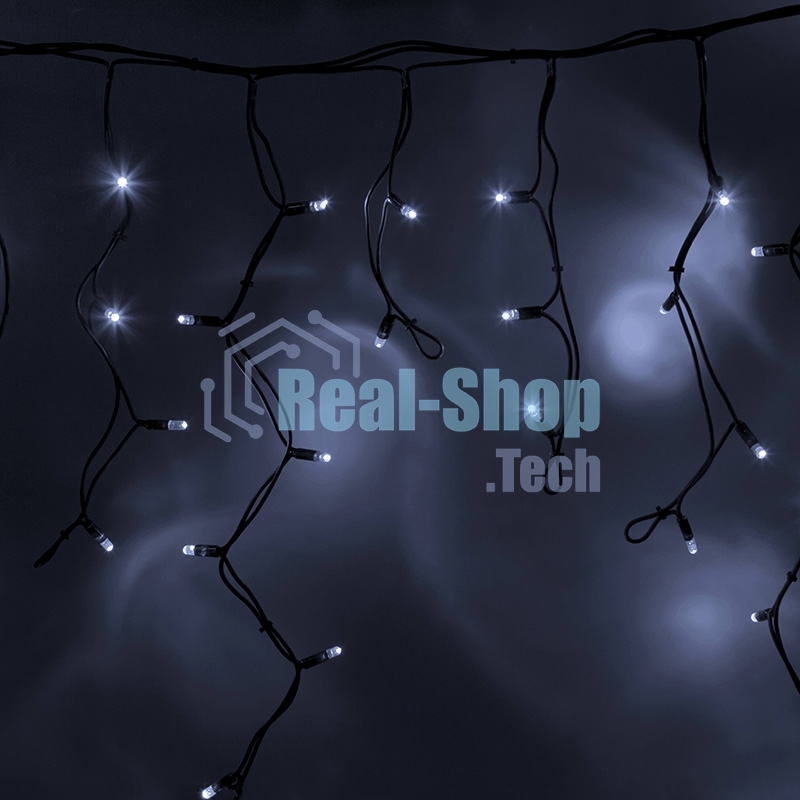 Гирлянда Neon-night Айсикл (бахрома) светодиодный, 4,0 х 0,6 м, черный провод каучук, 230 В, диоды белые, 128 LED